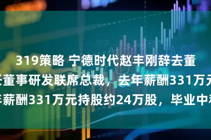 319策略 宁德时代赵丰刚辞去董事职务：仍担任董事研发联席总裁，去年薪酬331万元持股约24万股，毕业中科大