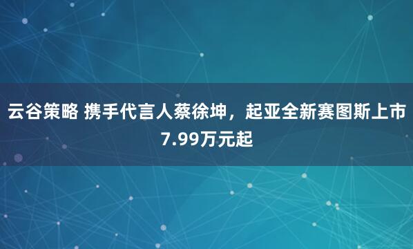 云谷策略 携手代言人蔡徐坤，起亚全新赛图斯上市7.99万元起